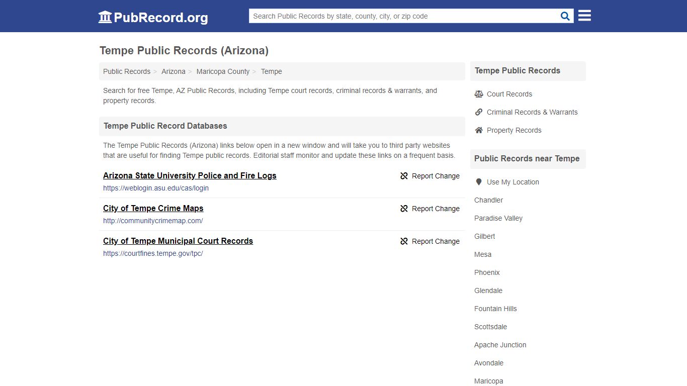 Free Tempe Public Records (Arizona Public Records) - PubRecord.org